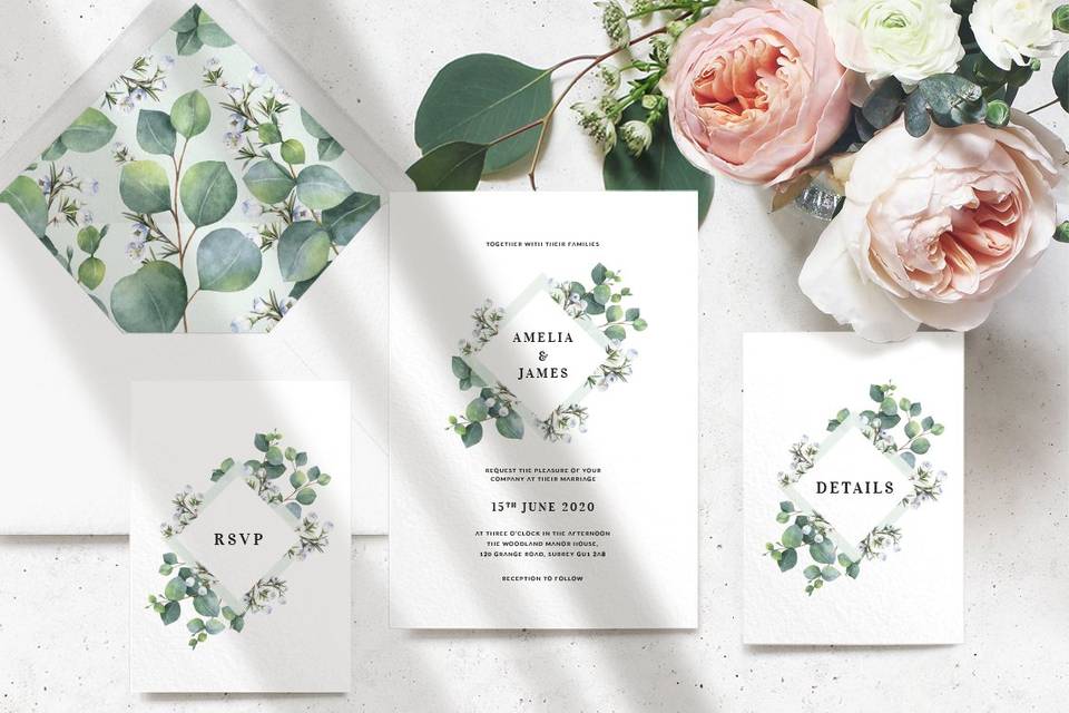 Eucalyptus wedding invitations