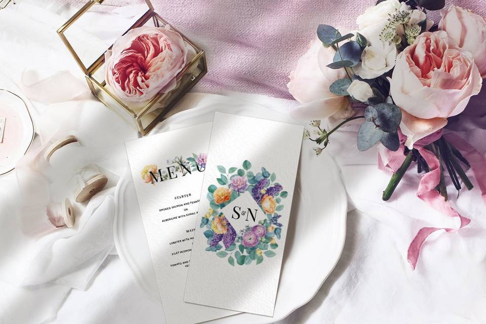 Spring wedding menu card