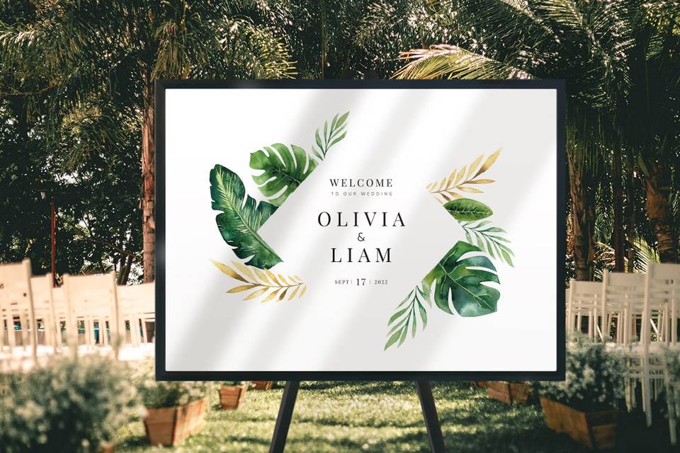 Tropical wedding sign