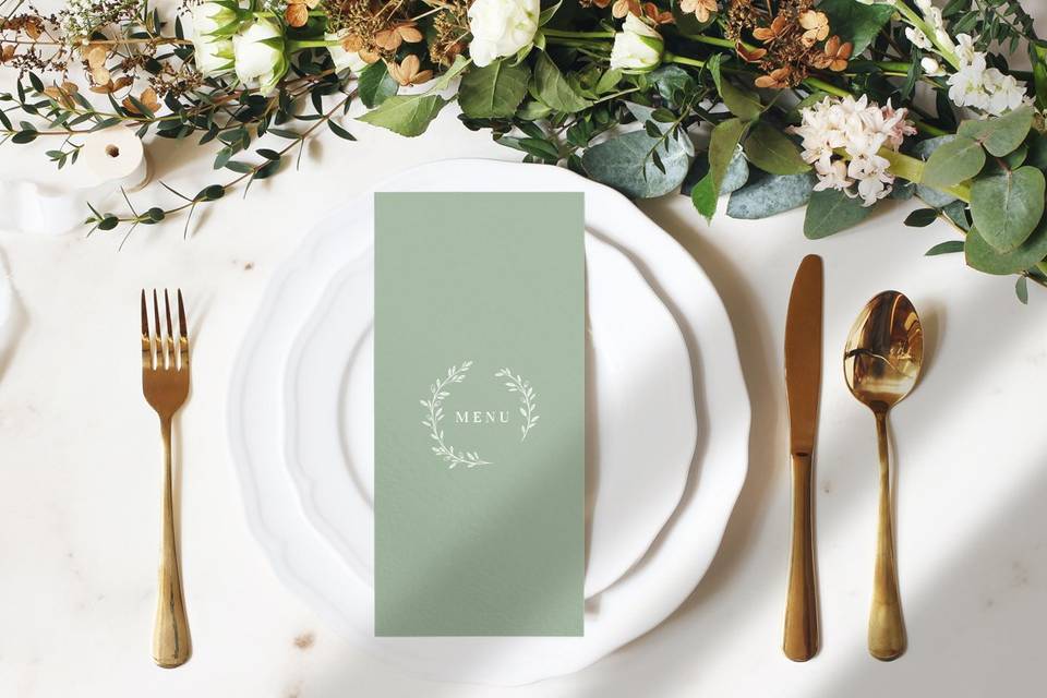 Sage green wedding menu