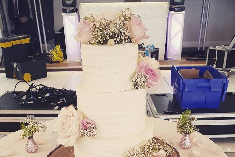 Cake displayed on wood