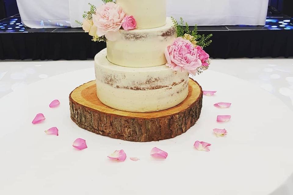 Pink petals and cake