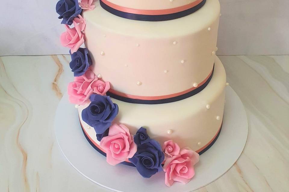 Pink and Navy Rose Cascade