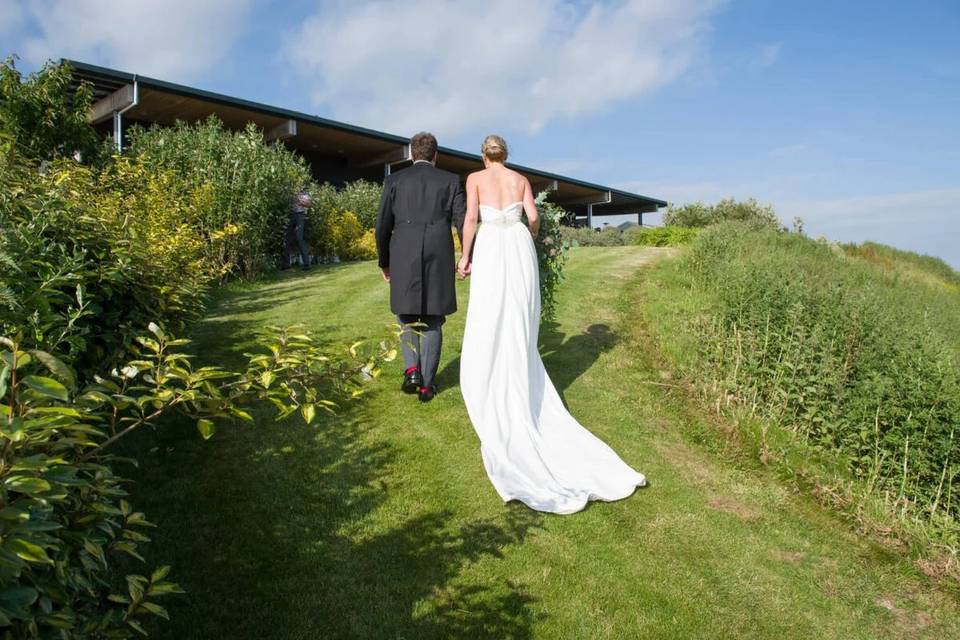 Couple walking hand in hand