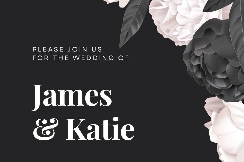 Black & white Wedding invite f