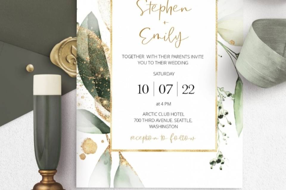 Green & Gold Invitation