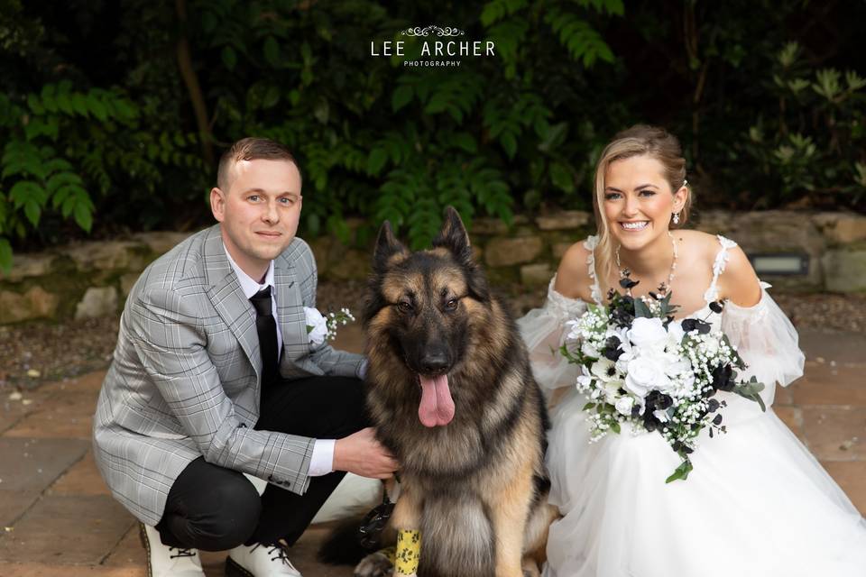 Wedding couple with fur baby