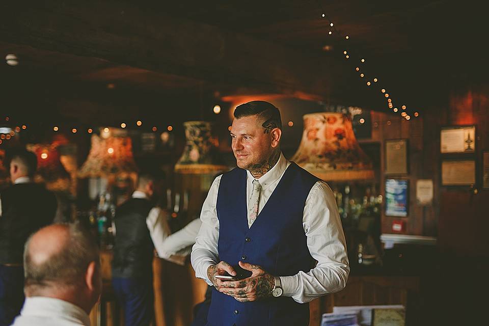 Groom getting ready