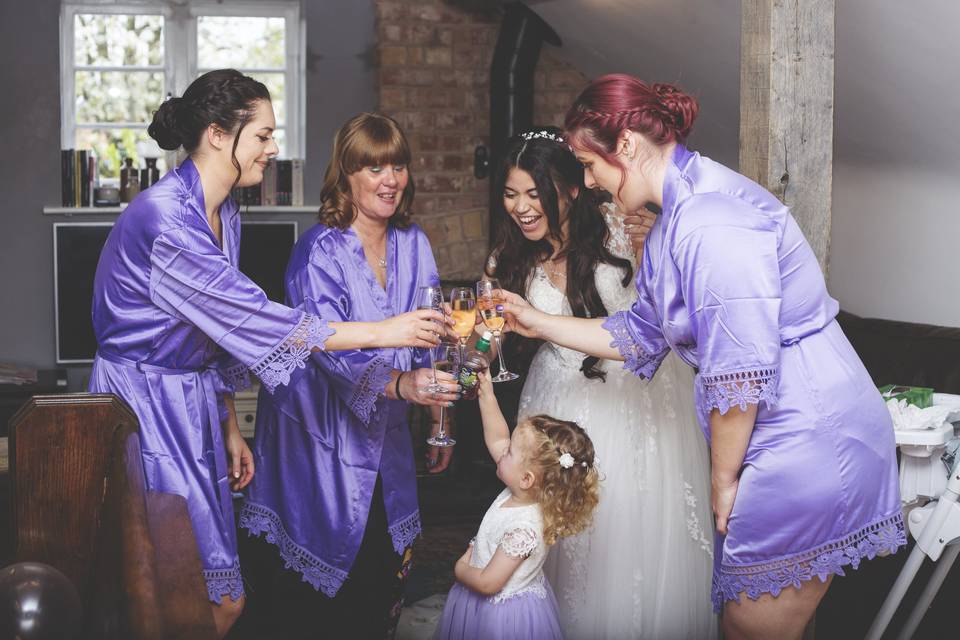 Bridesmaids enjoying a drink!