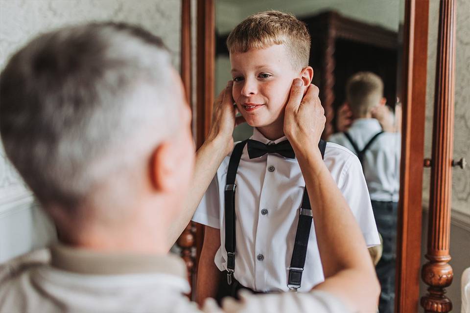 Groom getting son ready