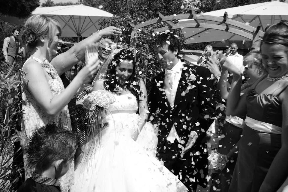 Bride and Groom in The Courtyard