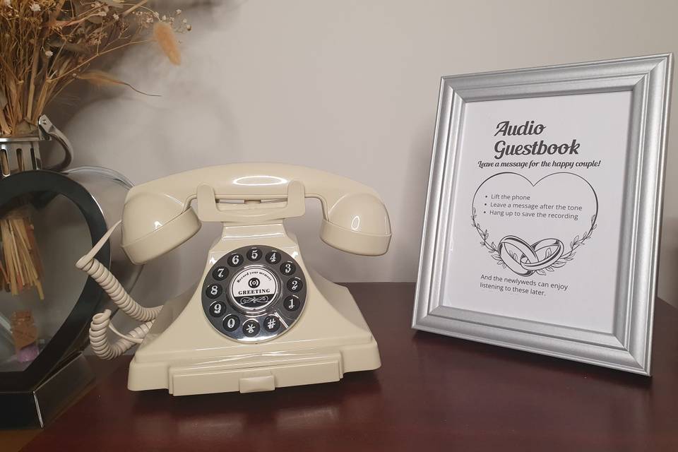 Cream guestbook phone and sign