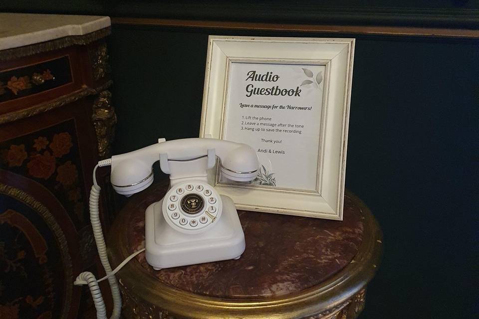 White phone and cream frame