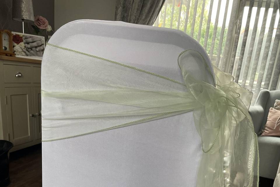 Sage green organza chair sash