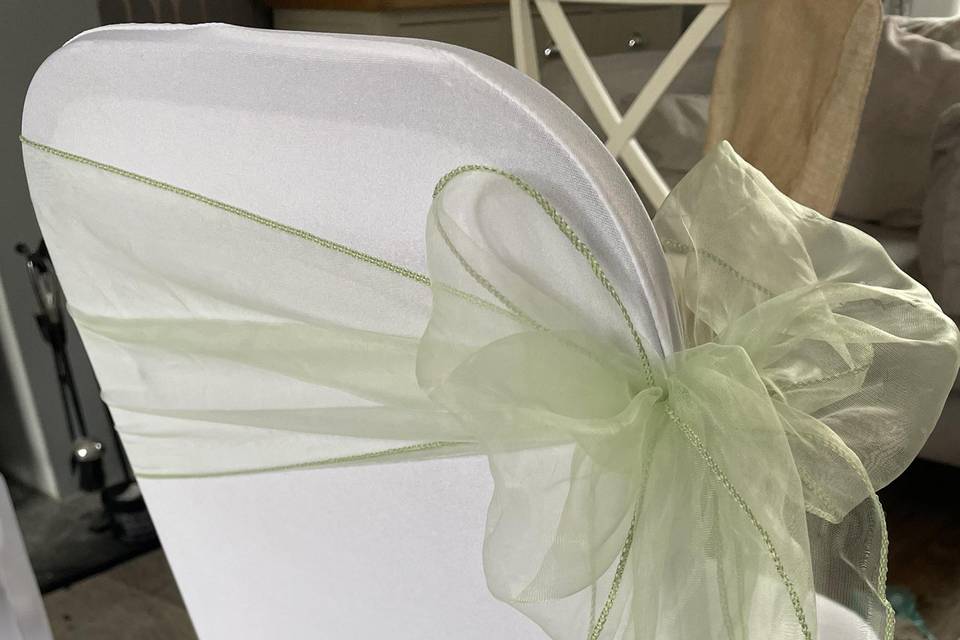 Sage green organza chair sash