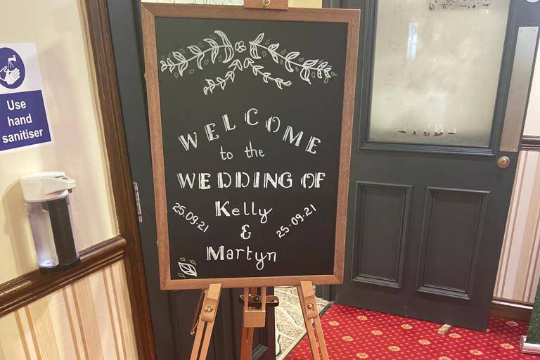 Hand written welcome board