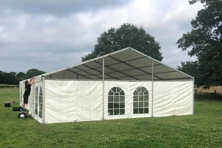 Wedding marquee set up