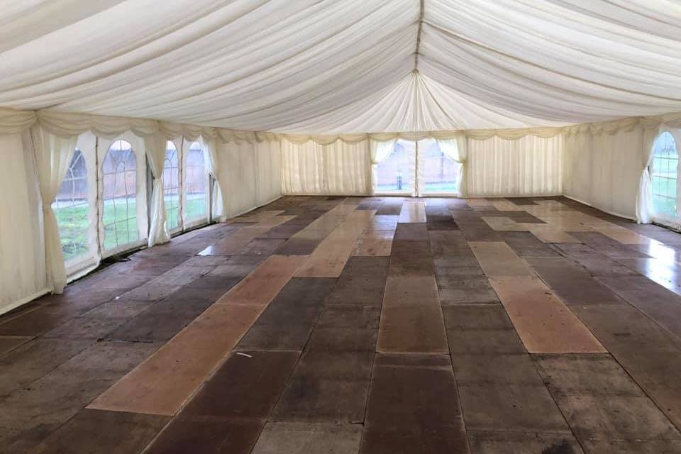 Marquee with hard flooring