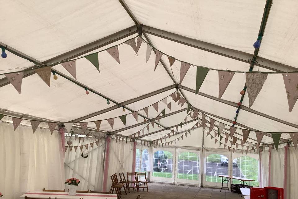 Bunting and fairy lights