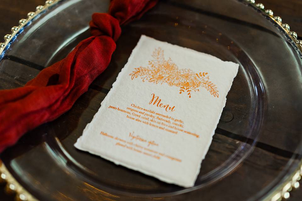 Rosie Menu Card