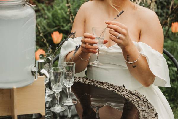 Enjoying drinks in the garden