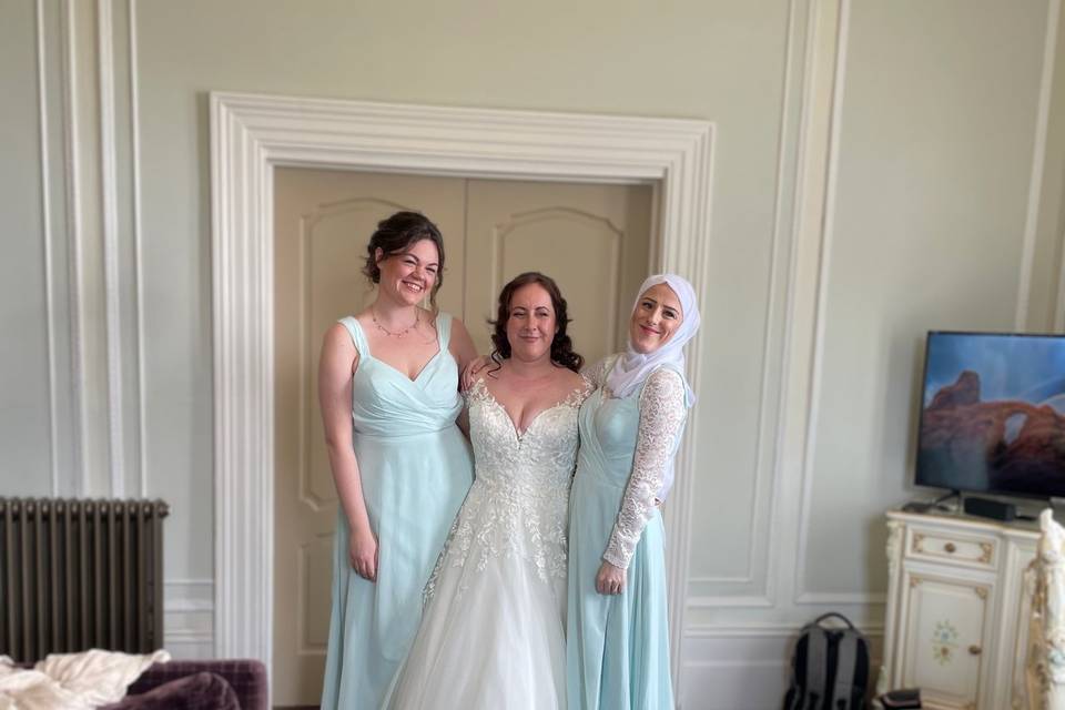 Bride with her bridesmaids