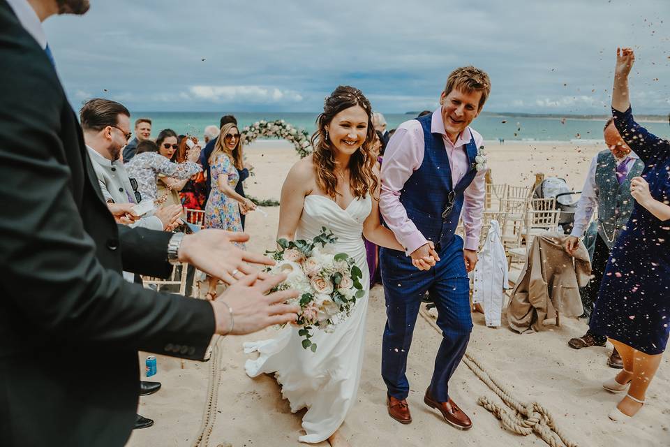 Just married at Carbis Bay