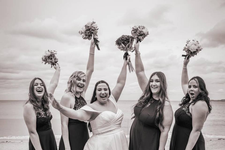 Bride with bridesmaids