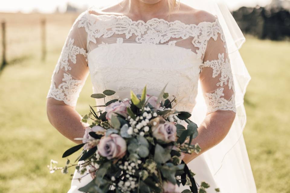 Standing with bouquet