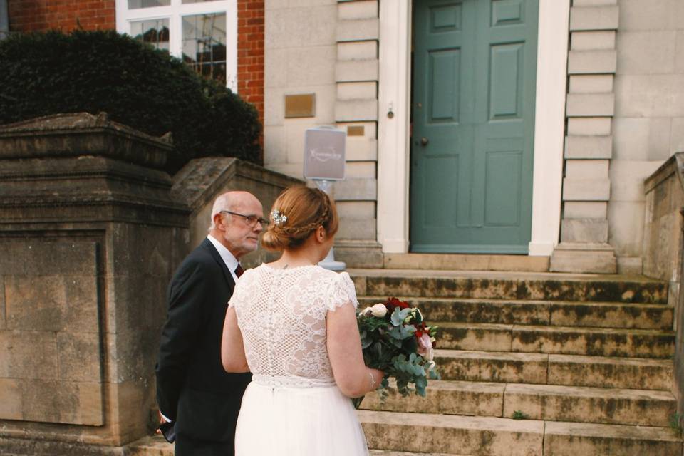 On the steps