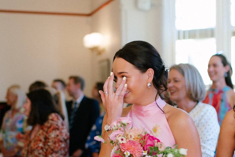 Bridesmaid crying