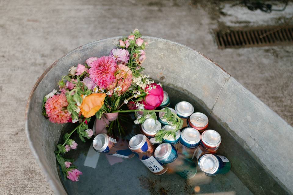 Trough with Drinks and Flowers