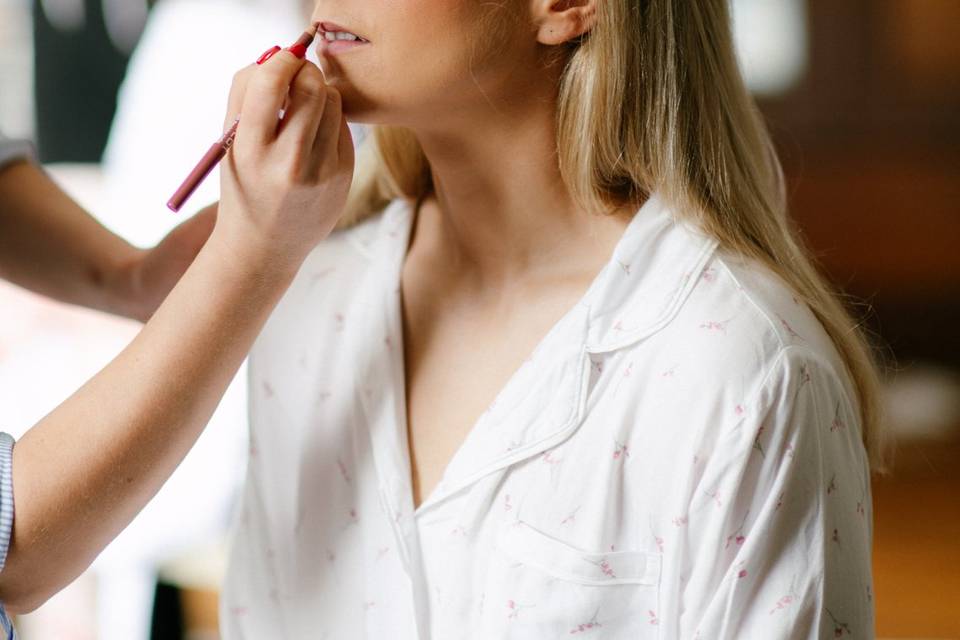 Bride during make up