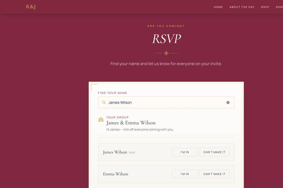 R&J RSVP