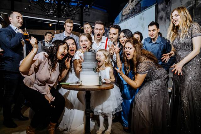 Enjoying the Wedding Cake