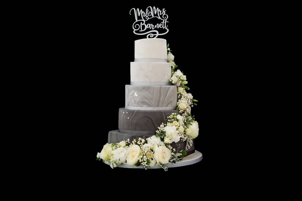 5 Tier Marble Wedding Cake