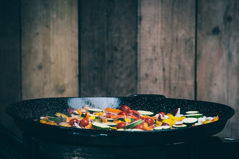 Frying the vegetables