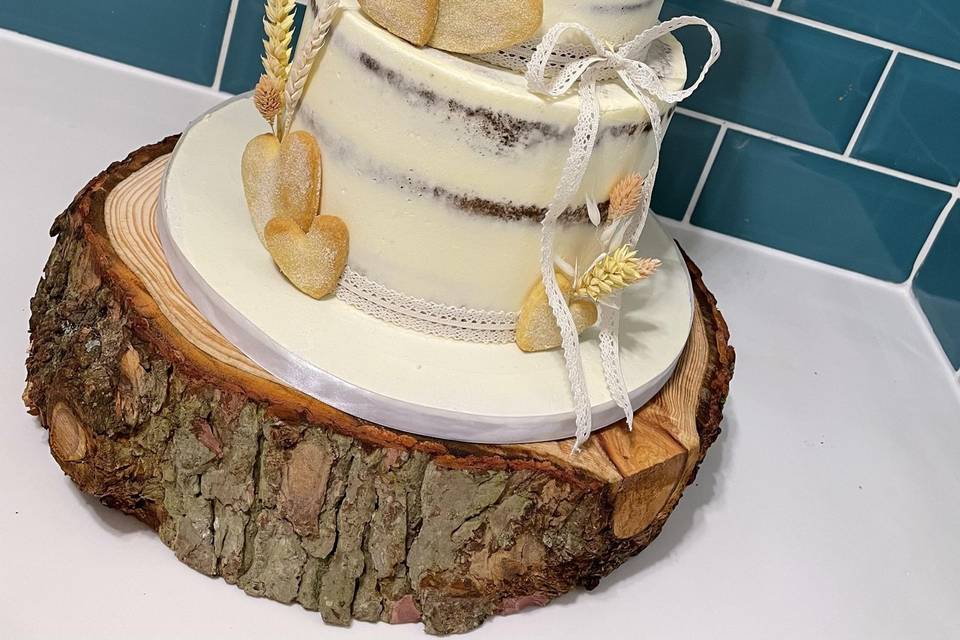 2 tier semi naked. Barn theme