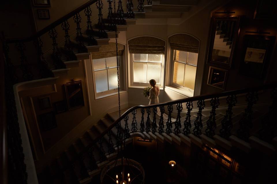 Bride on stairs