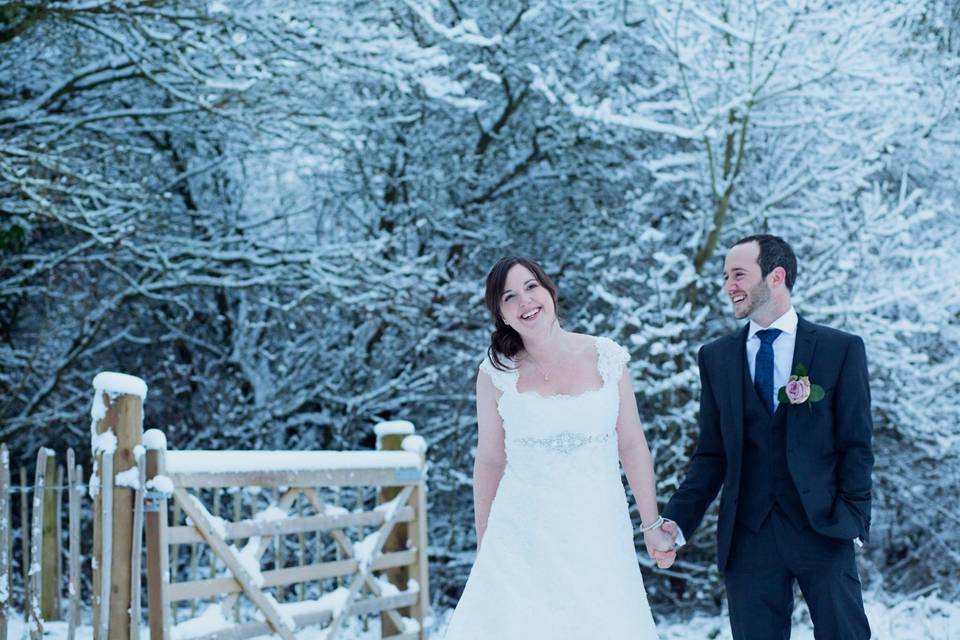 Winter wedding with snow