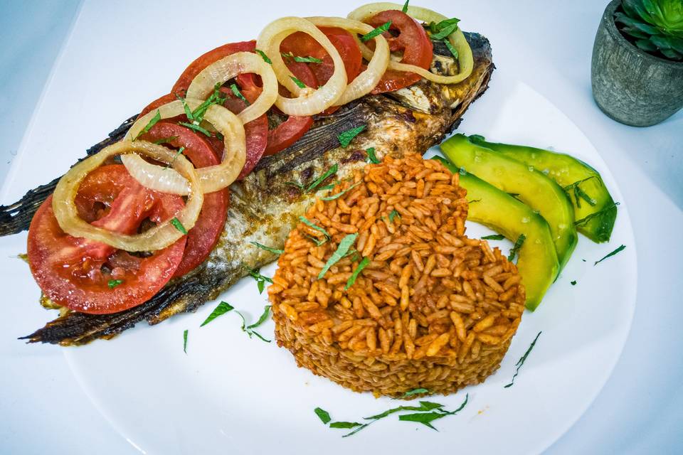 Monika Fish and Jollof rice