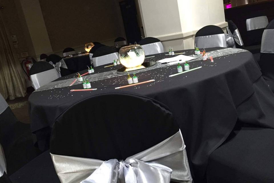 Chair covers and table decor