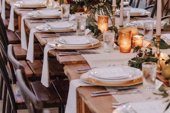 Trestle table decorations