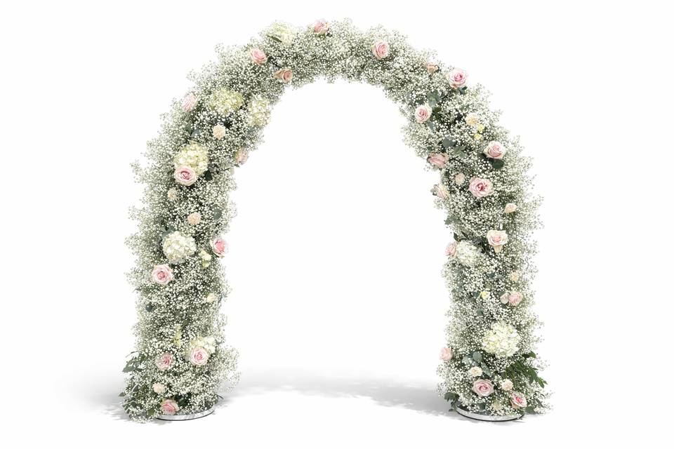 Fresh rose and Gypsophila arch