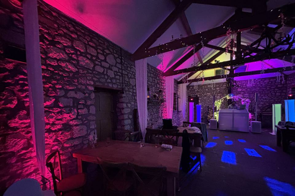Dj setup with uplights