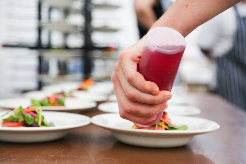 Goats cheese pannacotta with beets