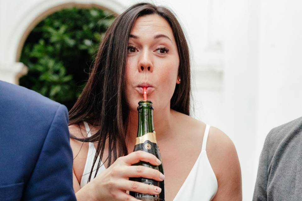 Bride having fun