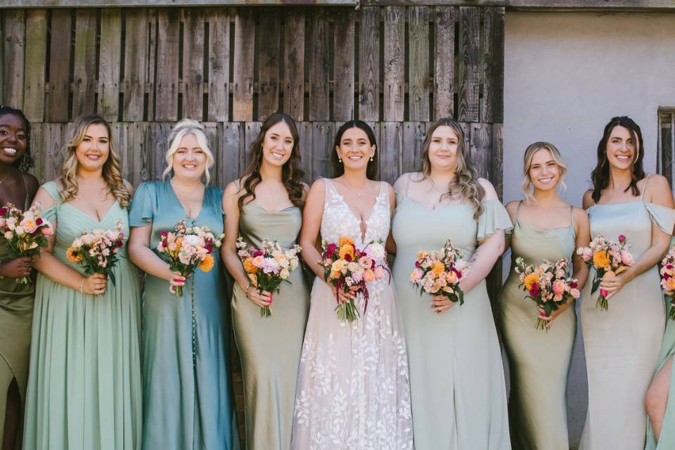 Bride and bridesmaids