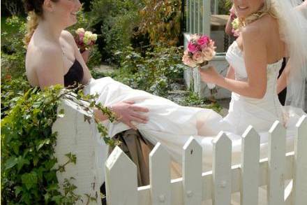 Bride and bridesmaid