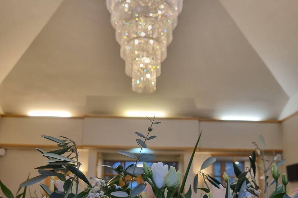 Chandelier and flowers